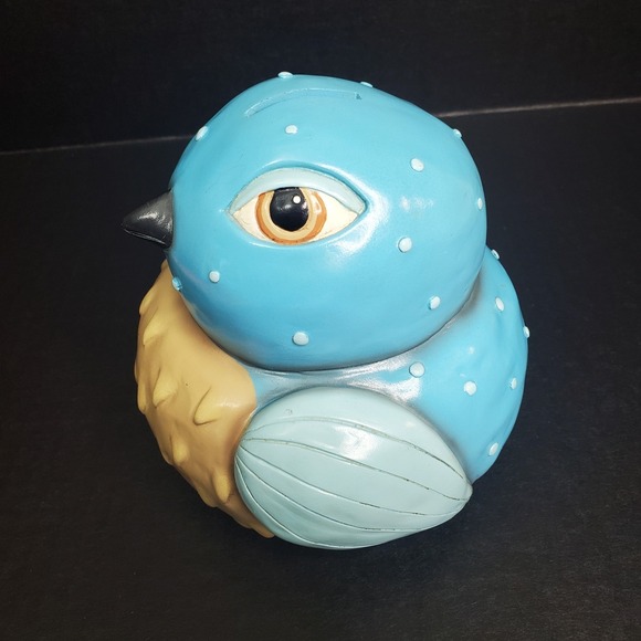 The Unbranded Brand Other - Kitschy Hard Rubber Pudgy Blue Bird Piggy Bank Vintage 6"x6"